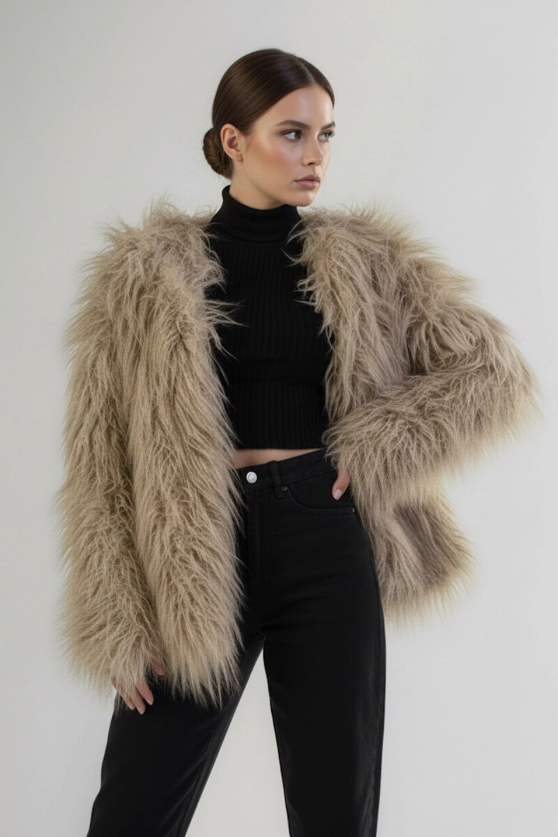 Beżowe sztuczne futerko LIKE A DIVA