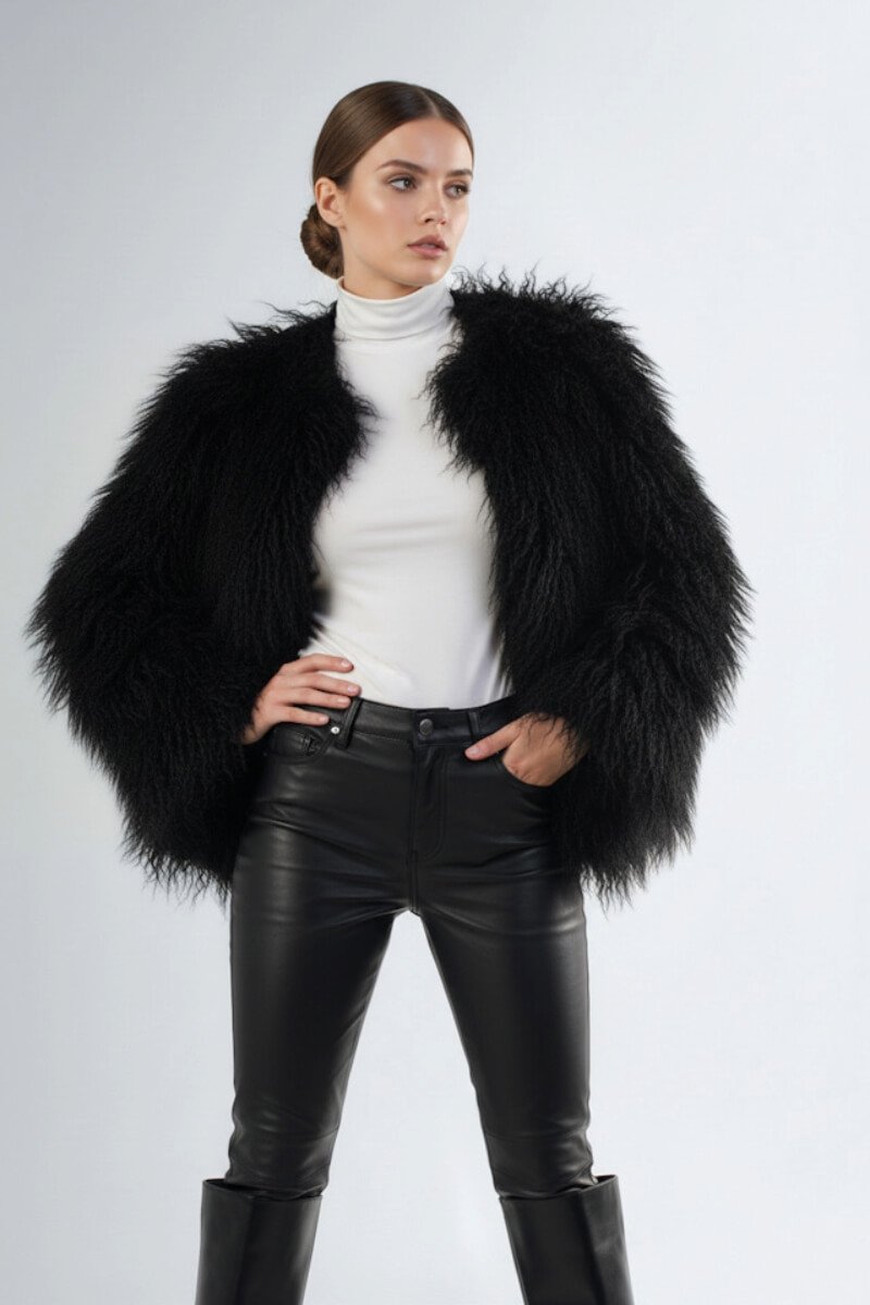 Czarne sztuczne futerko LIKE A DIVA