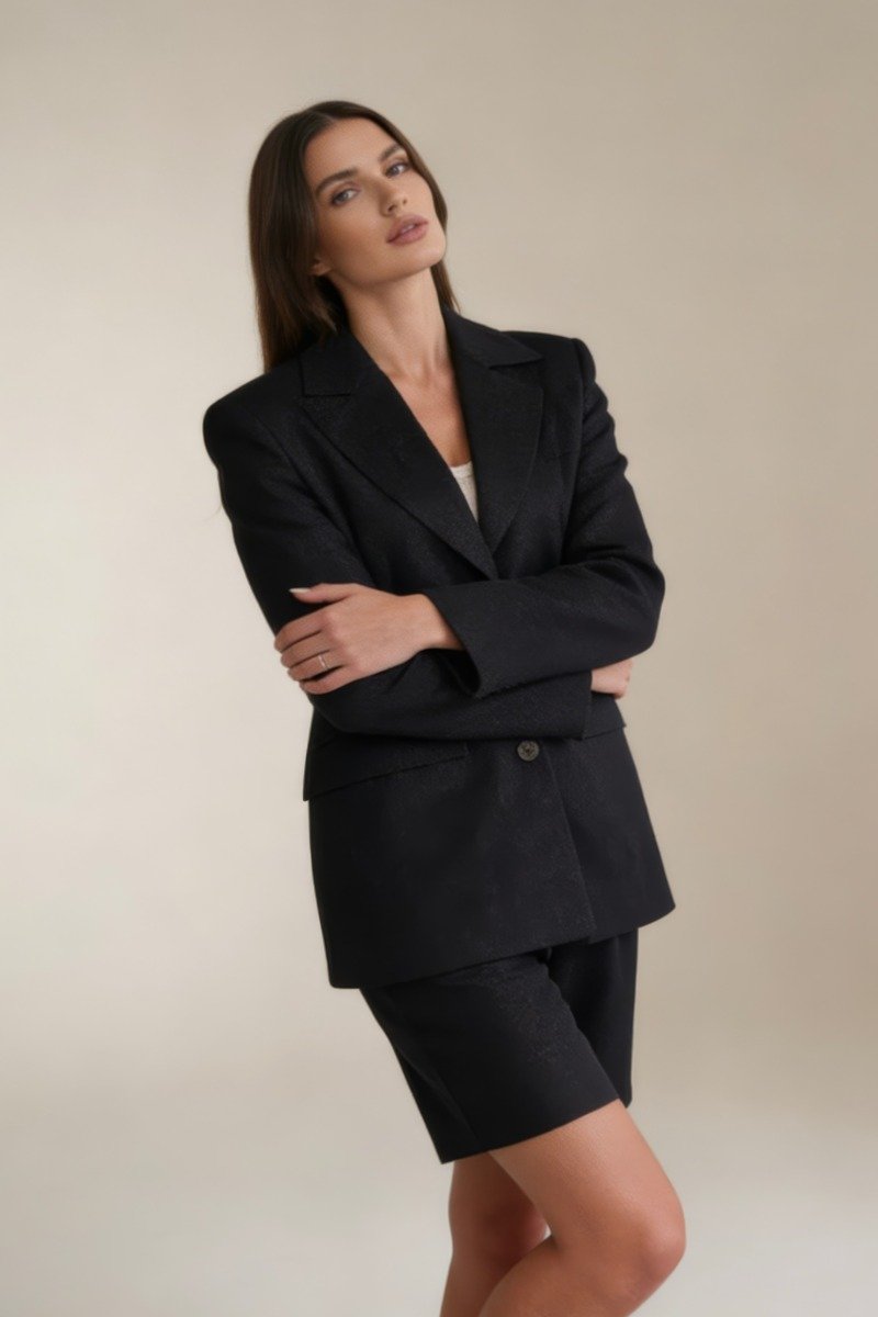 czarna lniana marynarka damska fortini