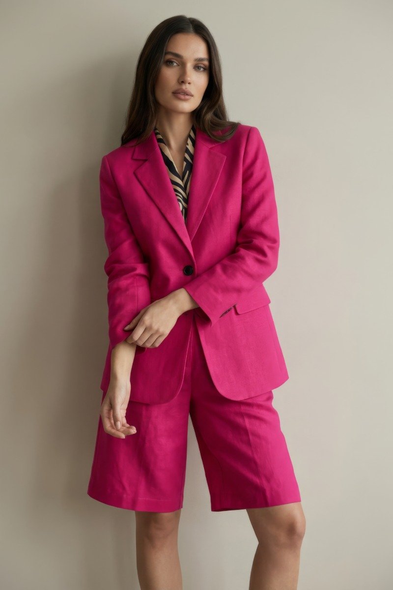różowa lniana marynarka fortini