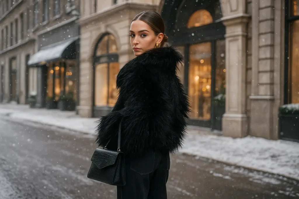 kurtka ze sztucznego futra FORTINI Like a Diva w miejskiej stylizacji