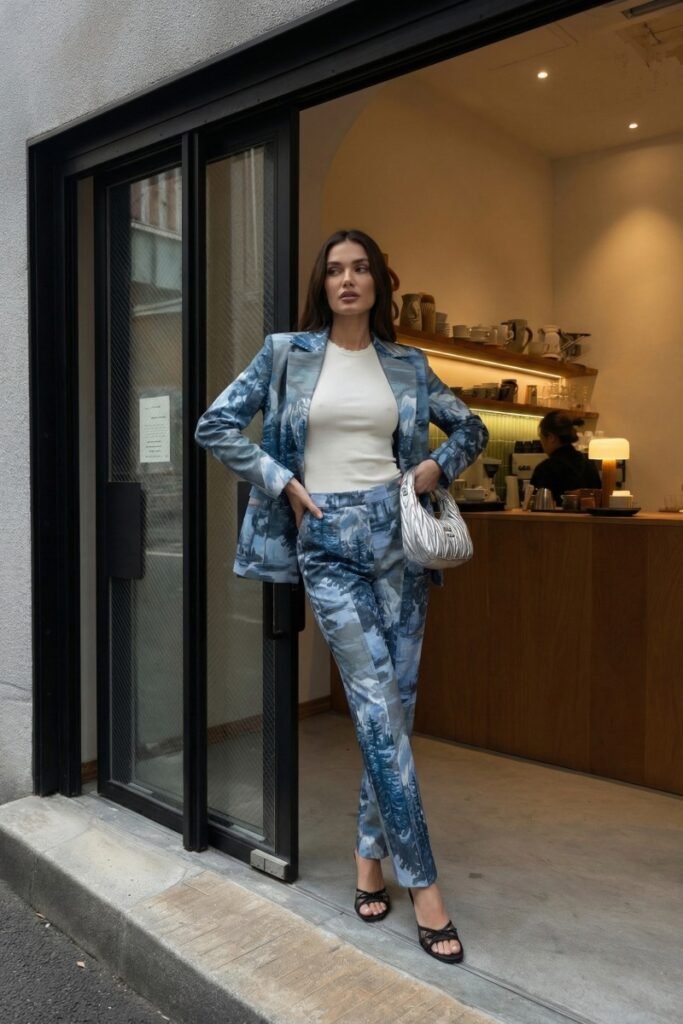 piękna kobieta w garniturze damskim FOERTINI